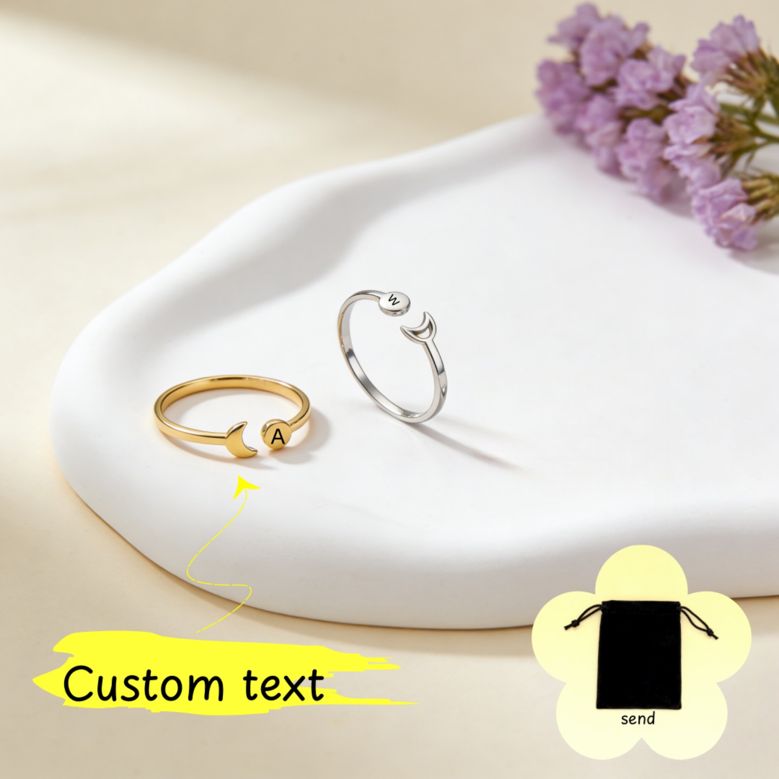 Wedding Z - خاتم مخصص بالأحرف الأبجدية من A