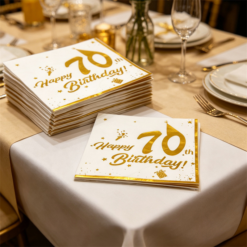 Table Number Gold - 10 قطع مناديل ورقية ذهبية اللون